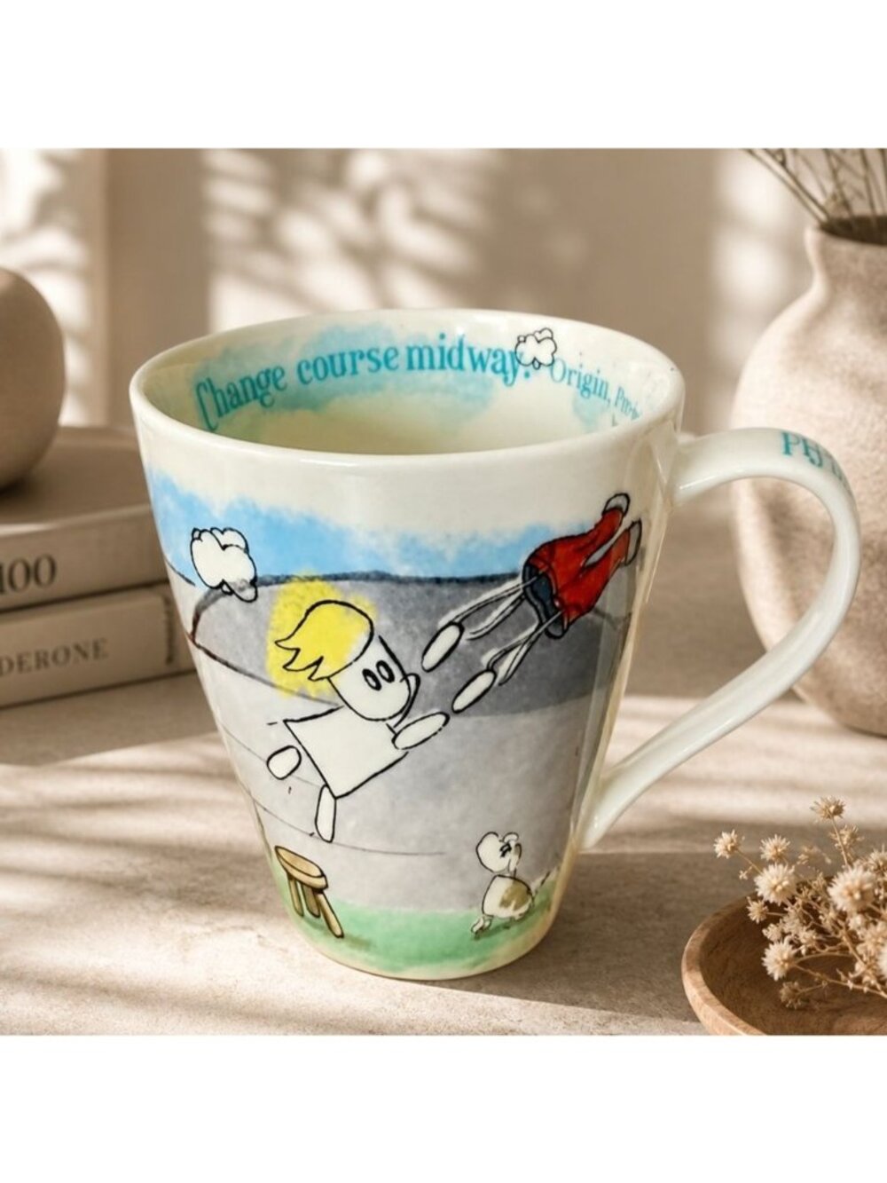Metaphorically Speaking Cartoon Mug Office Home Humor Flying By Seat of Pants